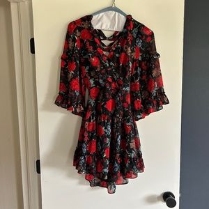 Selfie Leslie Black and Red Floral Dress - New with tags